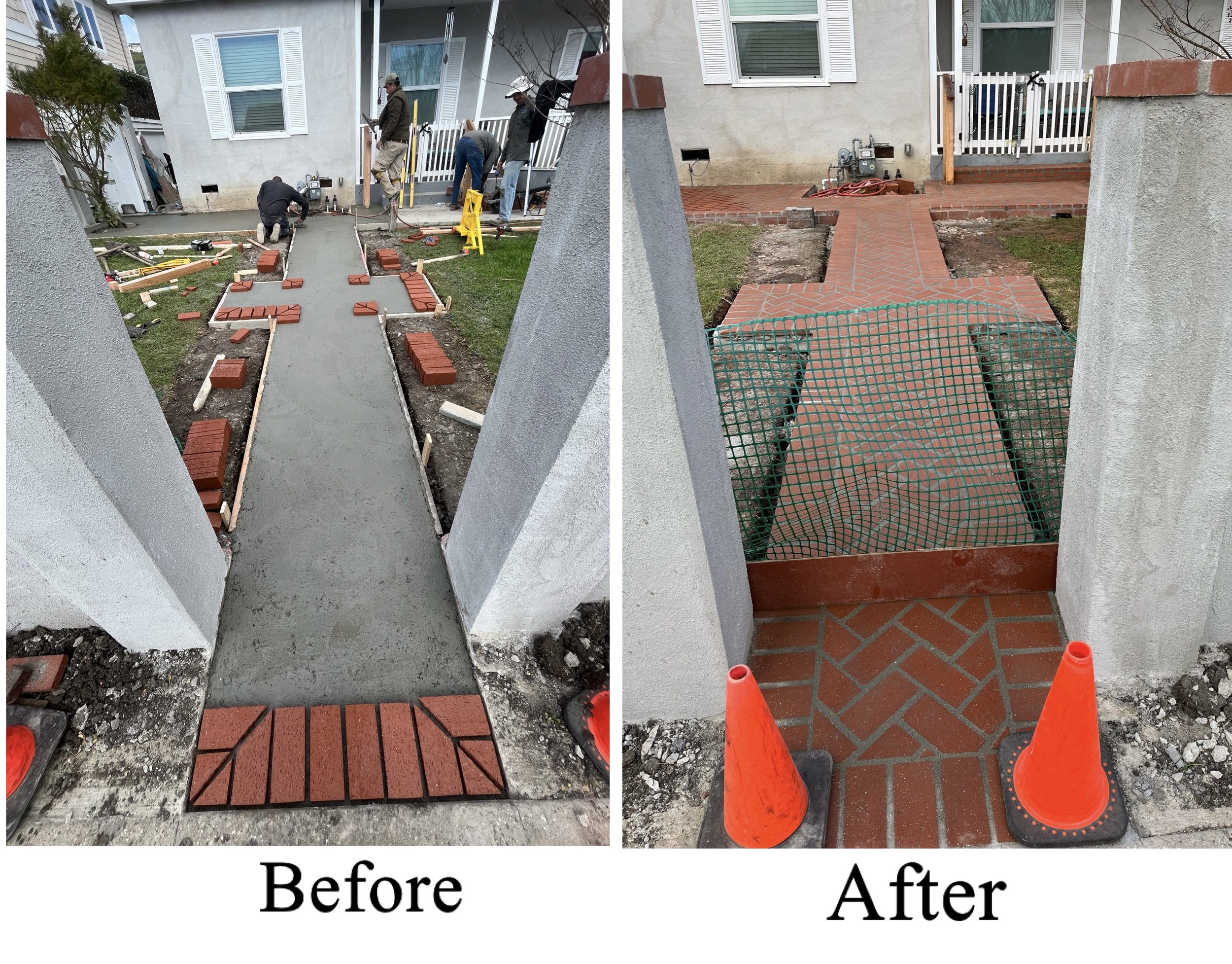 Fishbone brick path san pedro, Brick Work South Bay. Front Yard Walkway. Front Yard Path. Front Yard Landscaping