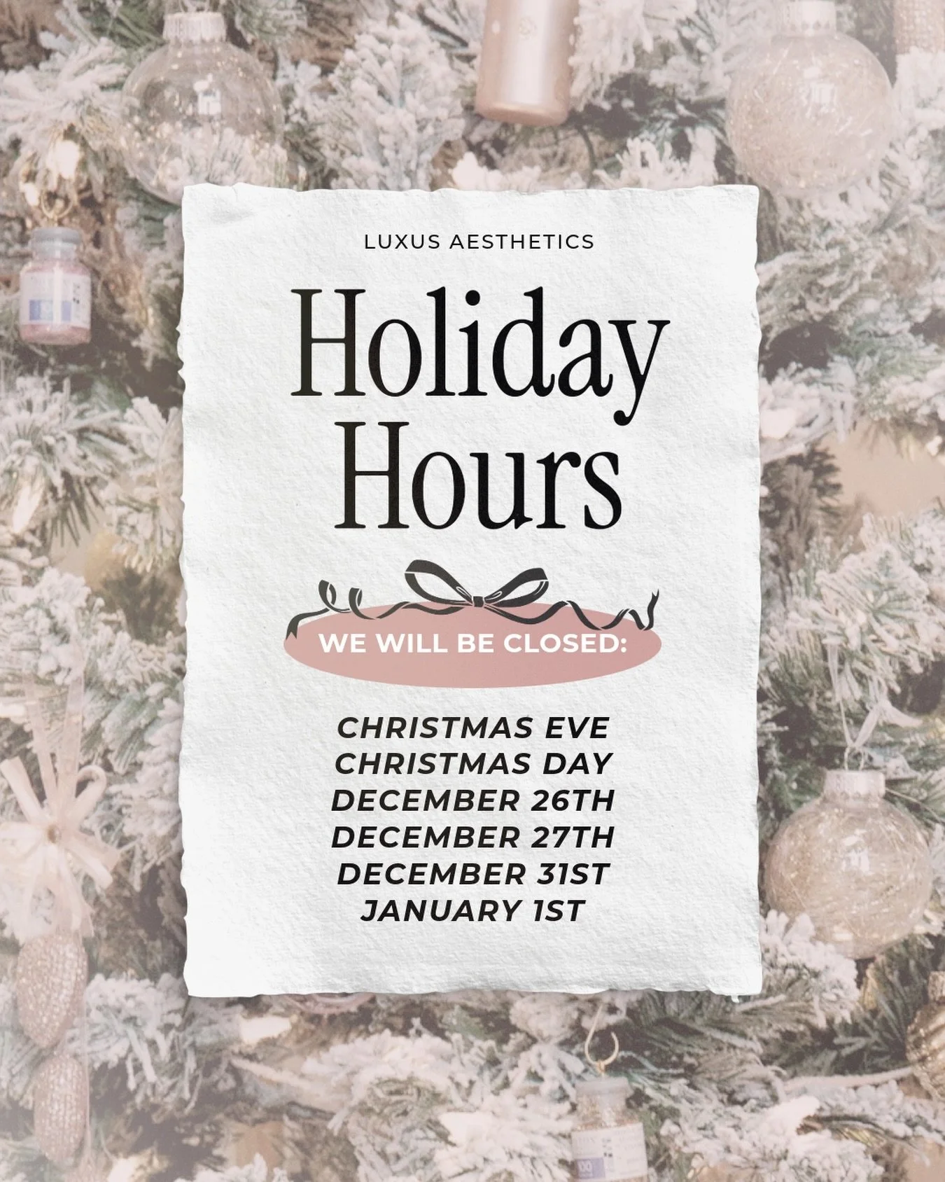 These are our updated holiday hours! ✨🎄🥂 

We apologize for any inconvenience our limited hours may cause, but if you have any urgent questions or concerns, please reach out to us! After hours, or while we are closed, any calls to our Happy Valley 