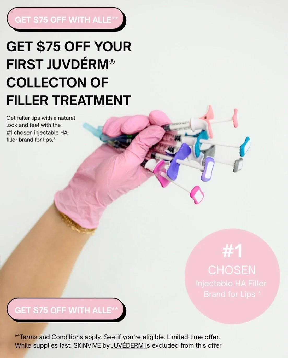 ✨ First time trying Juv&eacute;derm filler? Now is the perfect time!

Get $75 OFF your first Juv&eacute;derm Collection filler treatment with Alle Rewards. Whether you&rsquo;re looking for subtle lip enhancement or restored volume, this limited-time 