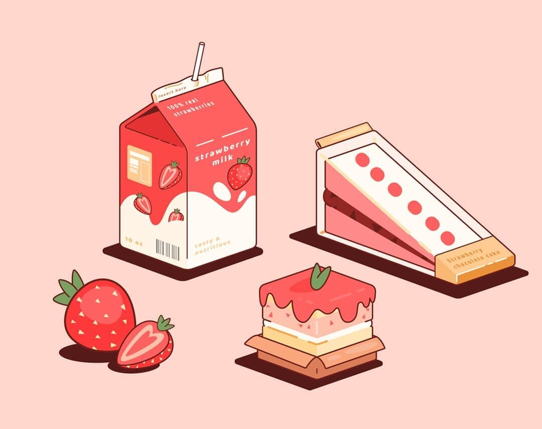 Everything good comes with strawberries 😋🍓🍰
.
.
.
.
.
 #quickpractice #design #illustration #ai #strawberry #dessert #foodart