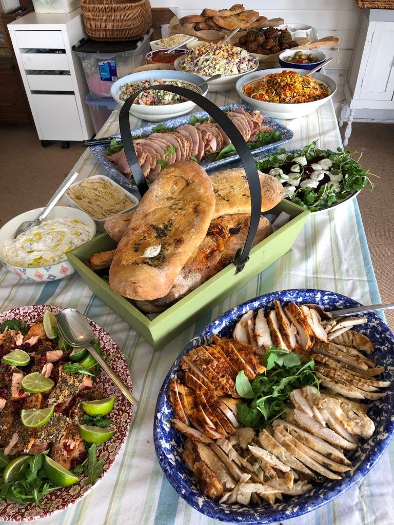 Family style buffet.