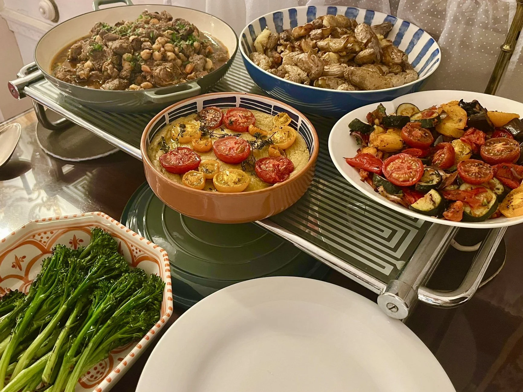 Greek inspired hot buffet.