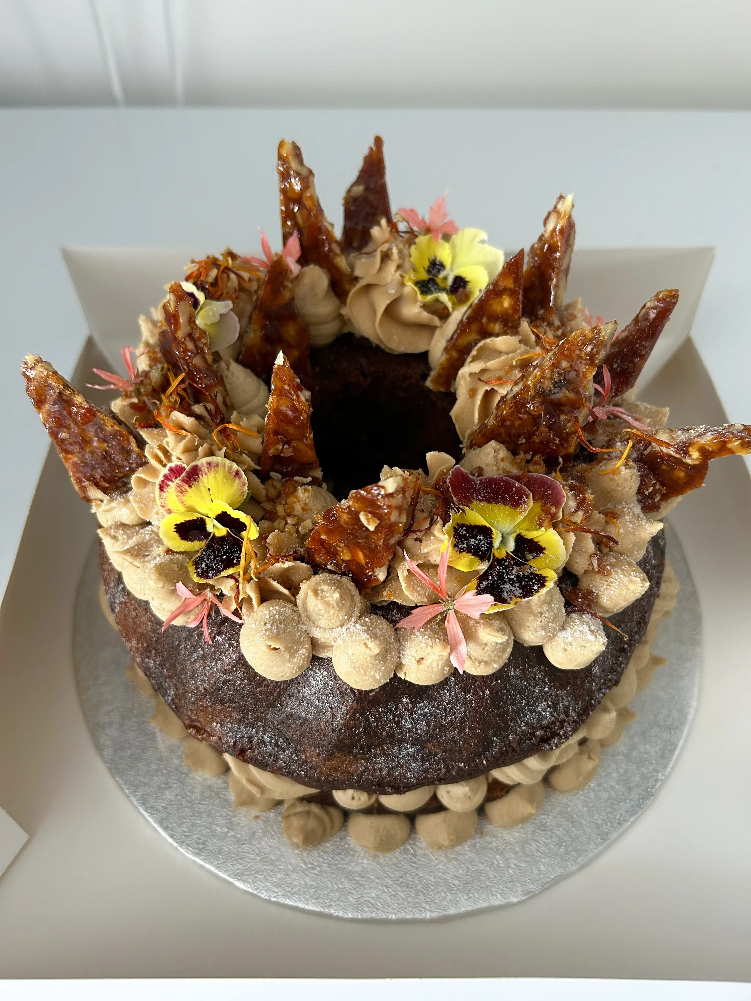 An extra special coffee & walnut celebration cake