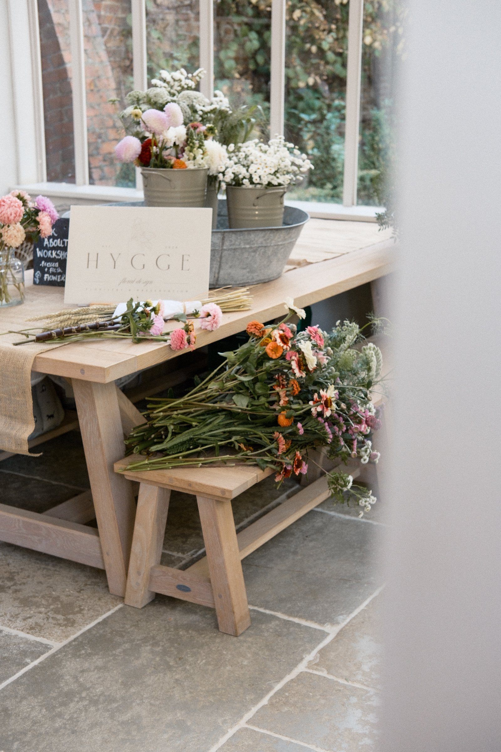 HYGGE Floral Design flowers and workshop display photographed during an EmBr Studio Content Day.