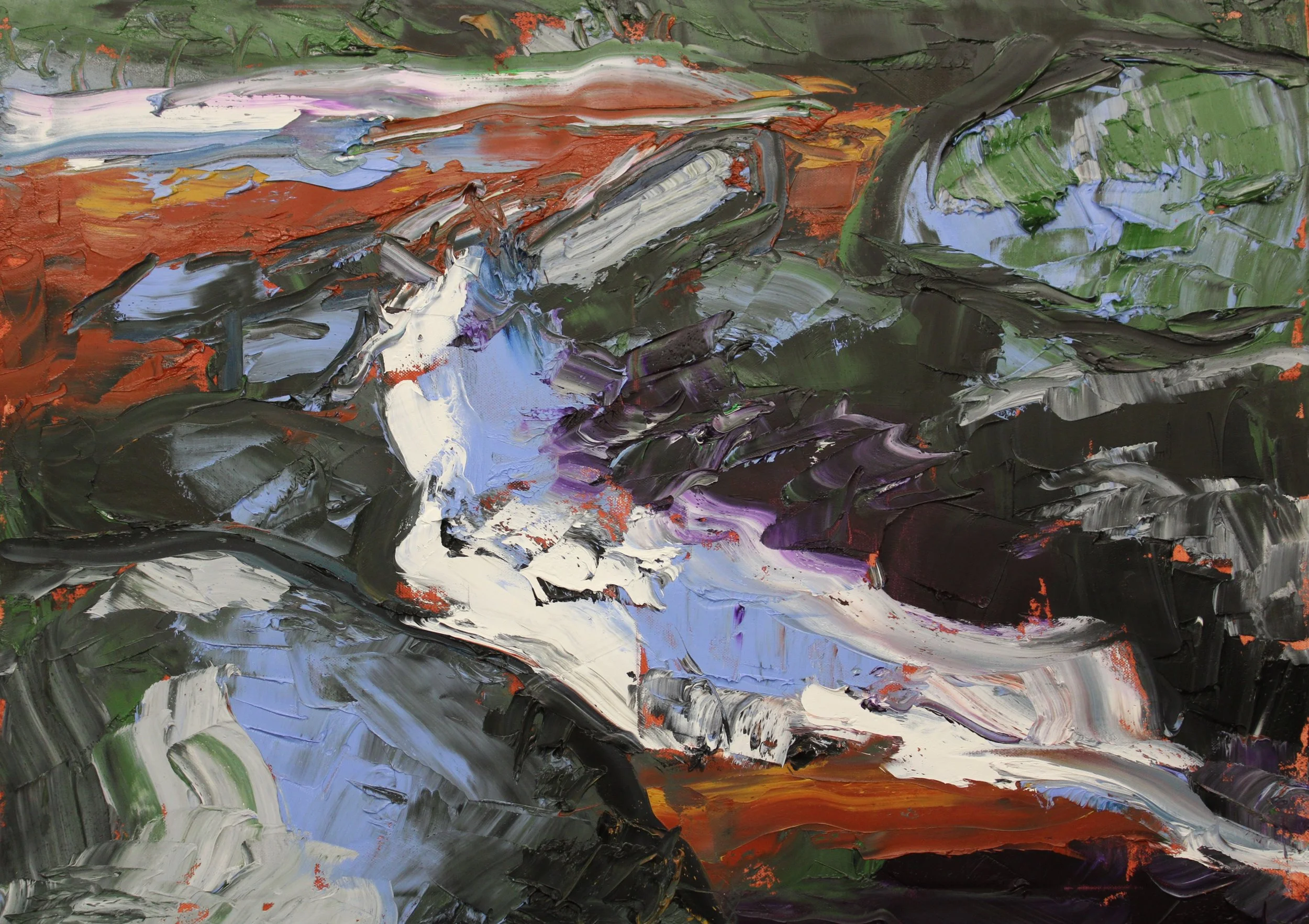 "Der 'Höllfall' am Kamp bei Haselbach", Öl auf Leinwand, 60 x 80 cm, September 2026 (W-1079)