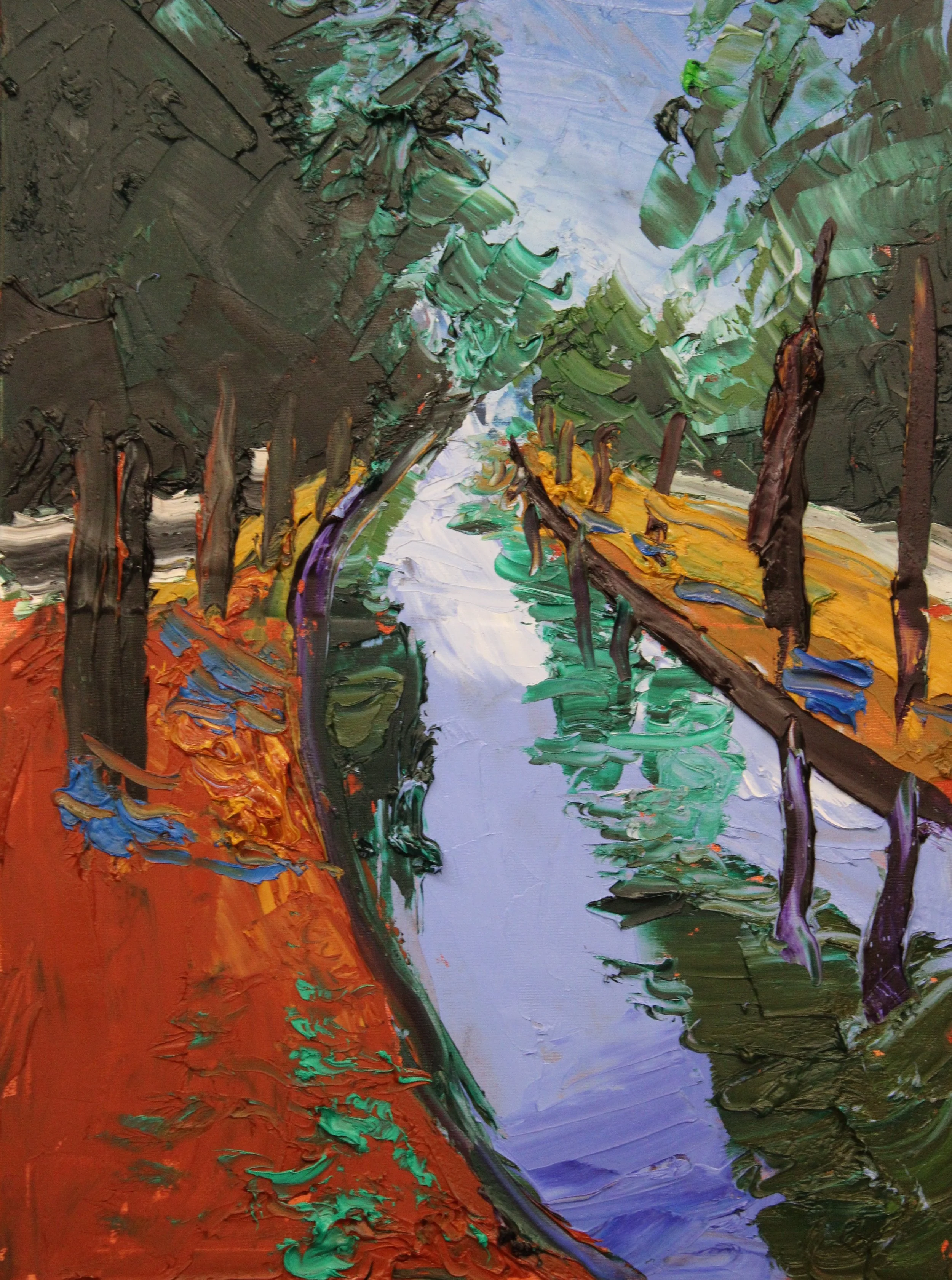 "Gscheinzbach in Straß im Straßertale", Öl auf Leinwand, 70 x 50 cm, September 2026 (W-1075)