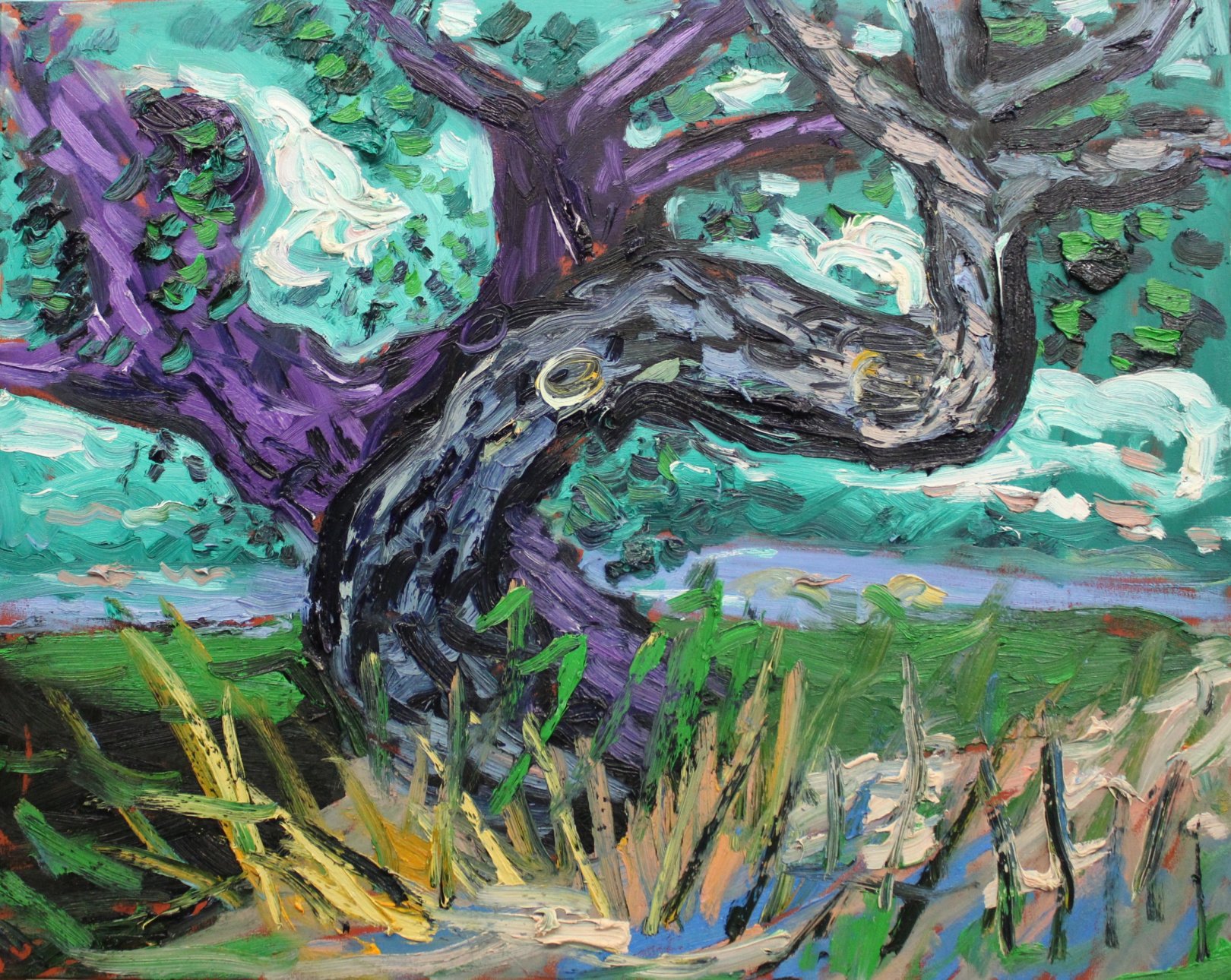 "Meine alte Esche am Rhône-Ufer bei bei Salin-de-Giraud (II)", Öl auf Leinwand, 80 x 100 cm, 2015 (IF-001)