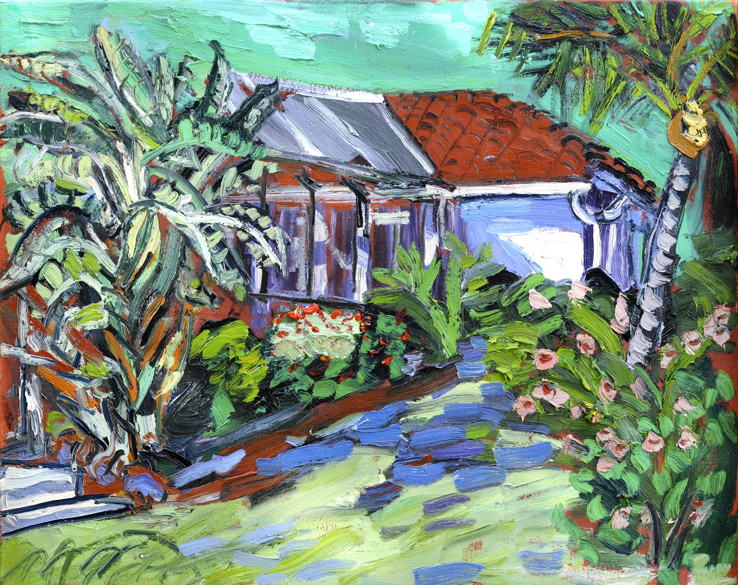 "Privathaus, Punta Gorda, Florida", Öl auf Jute, 100 x 80 cm, Florida 2008