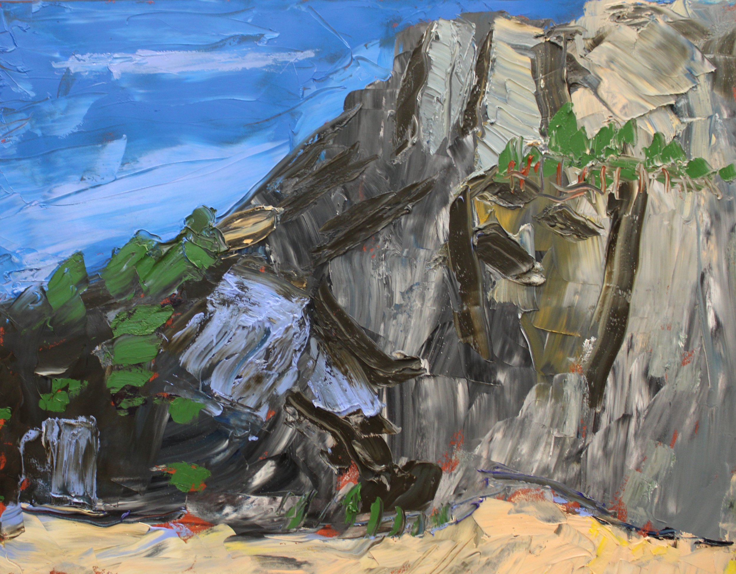 "Granitsteinbruch bei Hofern in der Dämmerung", Öl auf Leinwand, 80 x 100 cm, Oktober 2026 (W-1082)