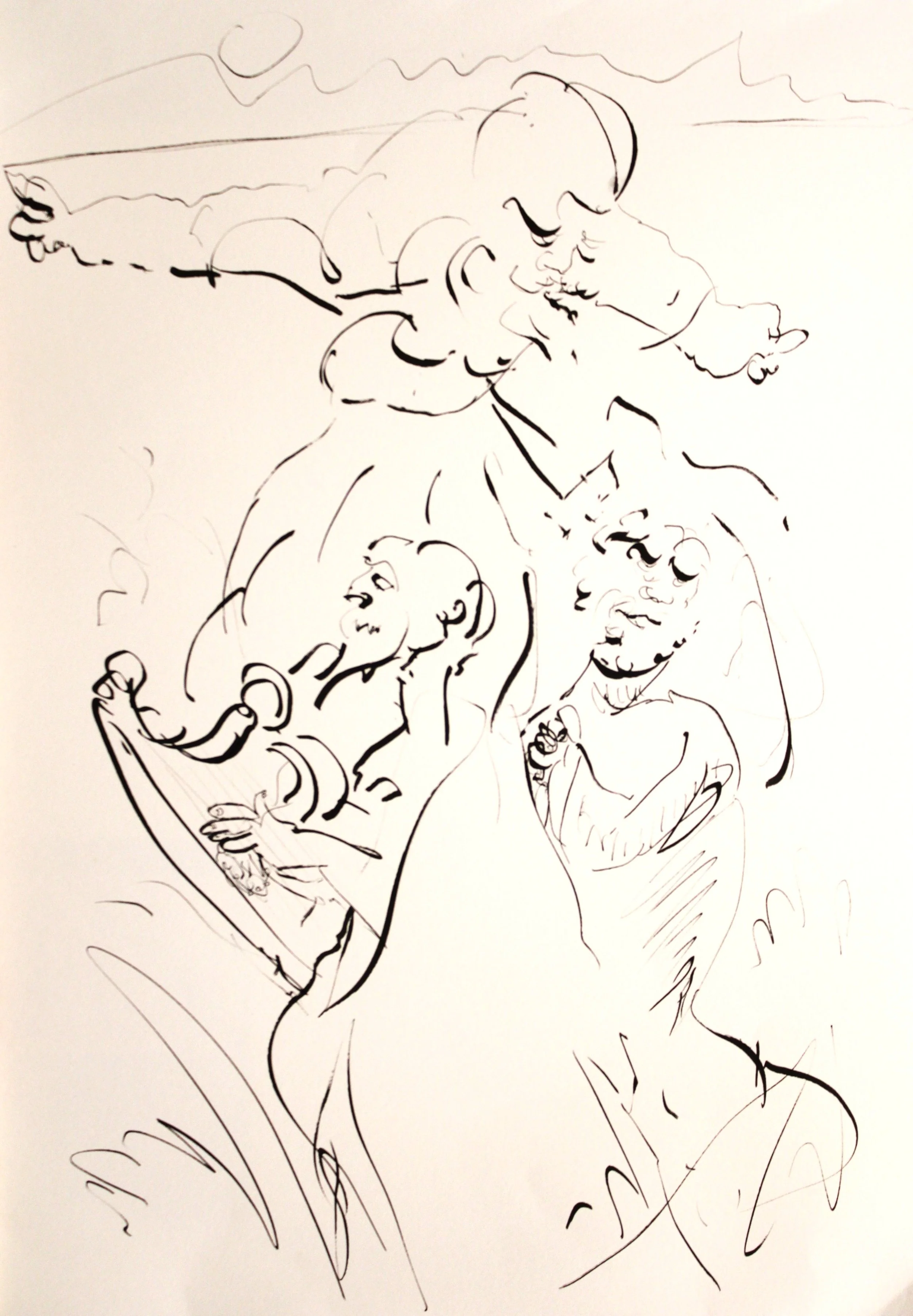 "Triade … (II)", Calligraphiestift auf Zeichenpapier, 59,6 x 42 cm, Oktober 2026 (Z-Z-536)