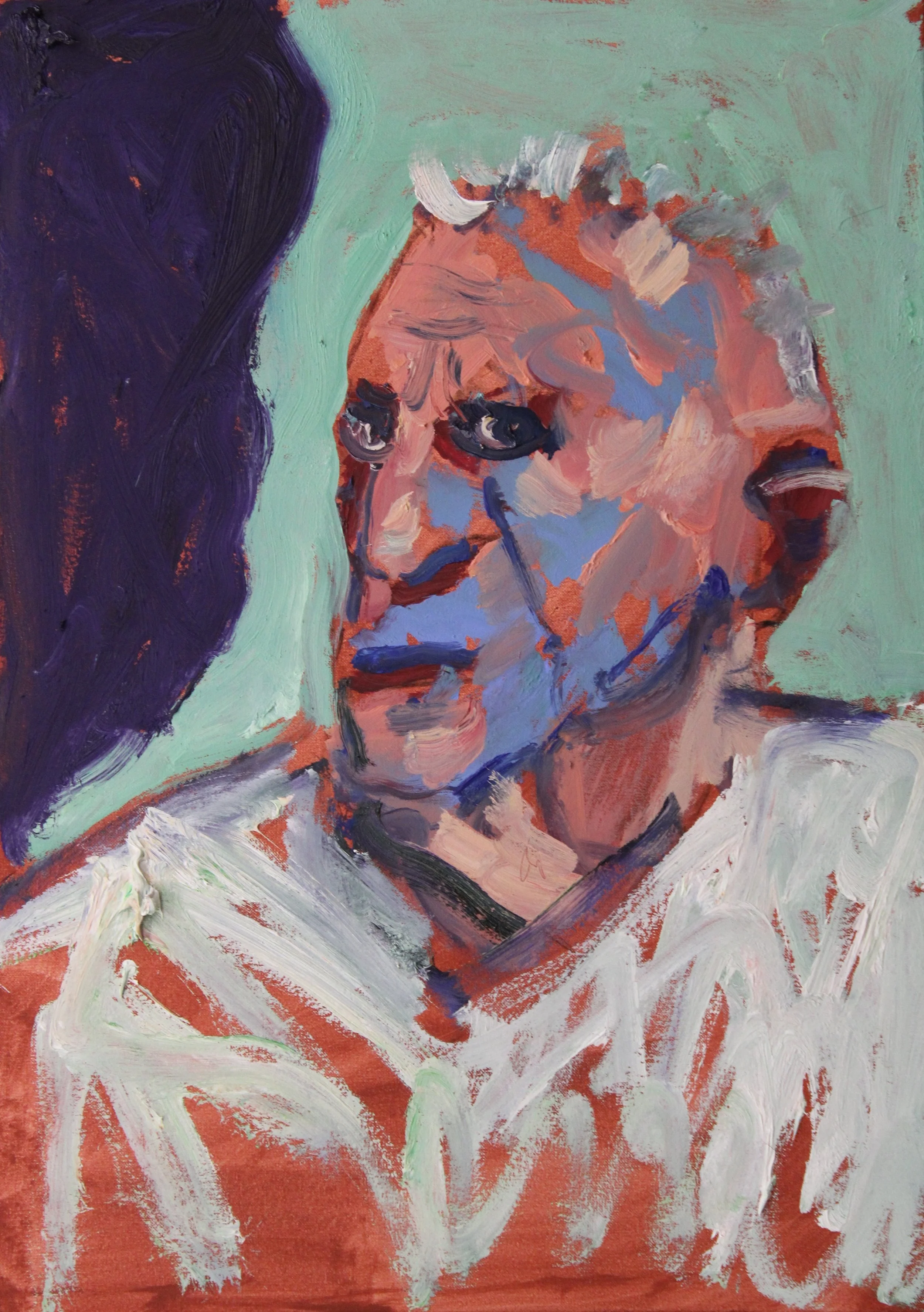 "Der Kranke (Selbstbildnis)", Öl auf Leinwand, 70 x 50 cm, Juli 2026 (P-1062)