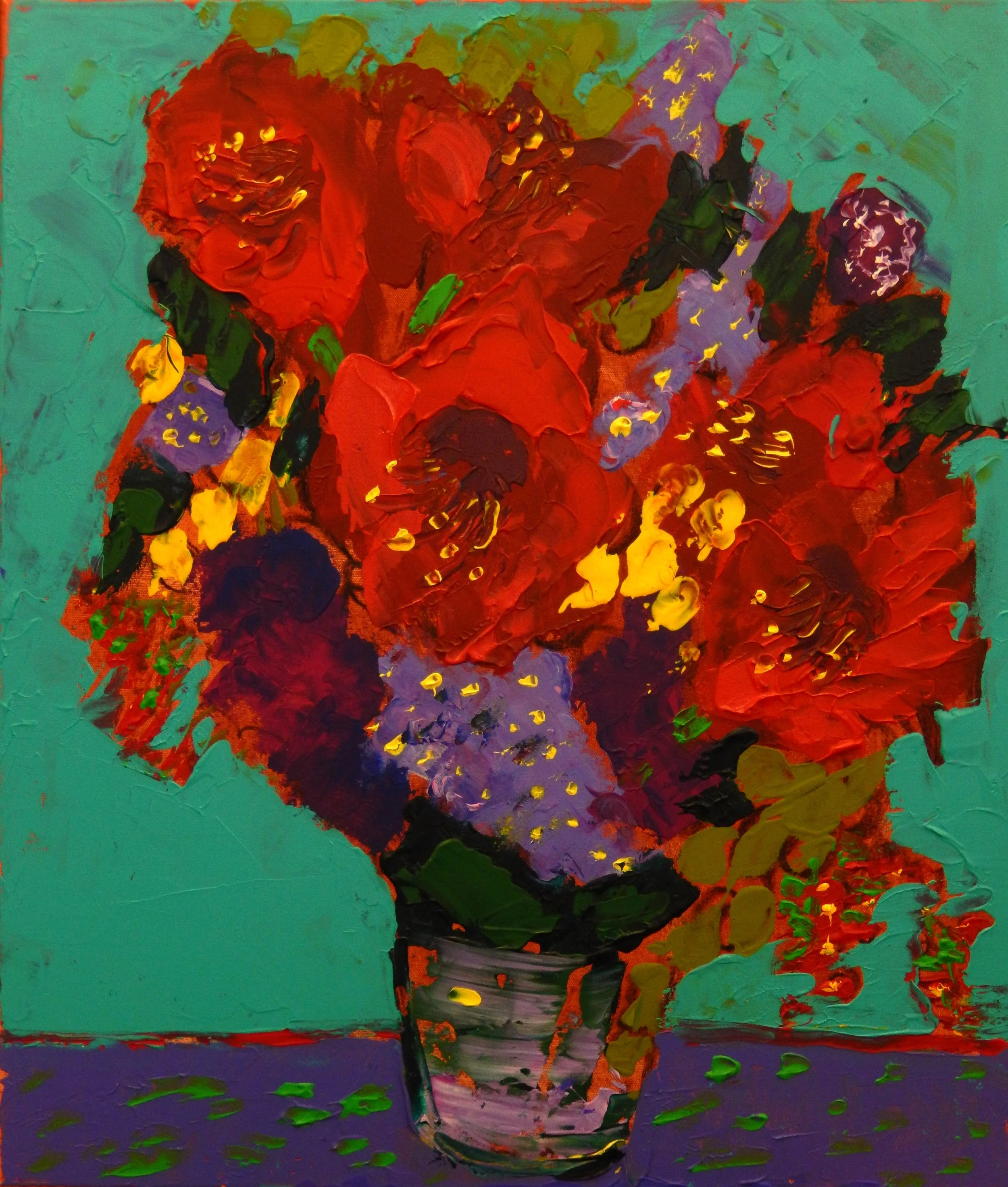 "Farbenrausch", Acryl auf Leinwand, gespachtelt, 70 x 60 cm, Oktober 2025 (B-1028)