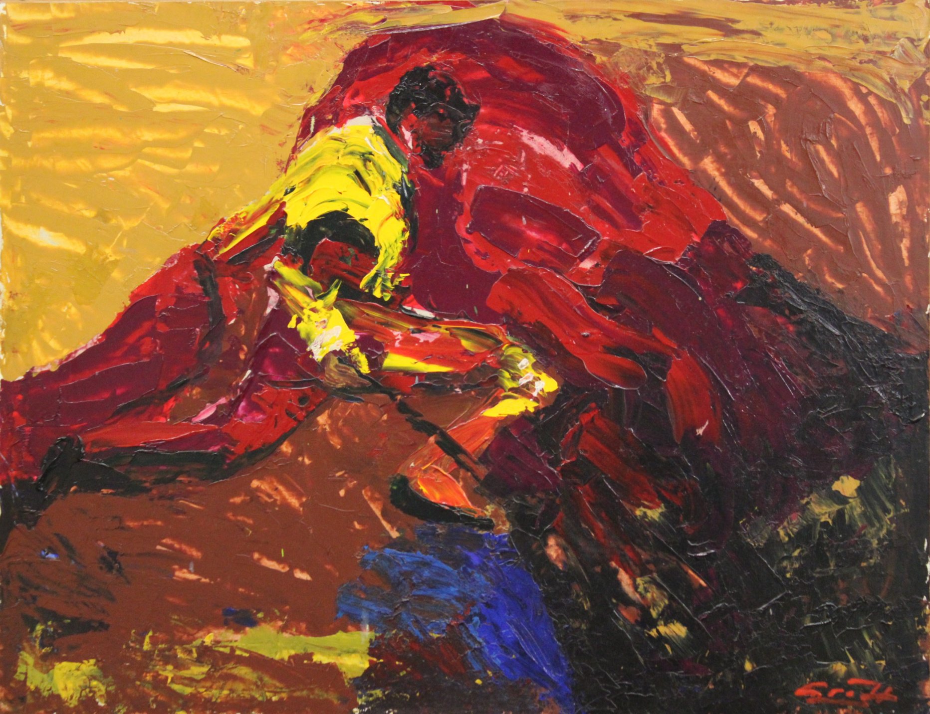 "Banderillero (Stierkämpfer)", Acryl auf Papier, aufkaschiert, 66 x 85 cm, 1999/2000 (D-061)