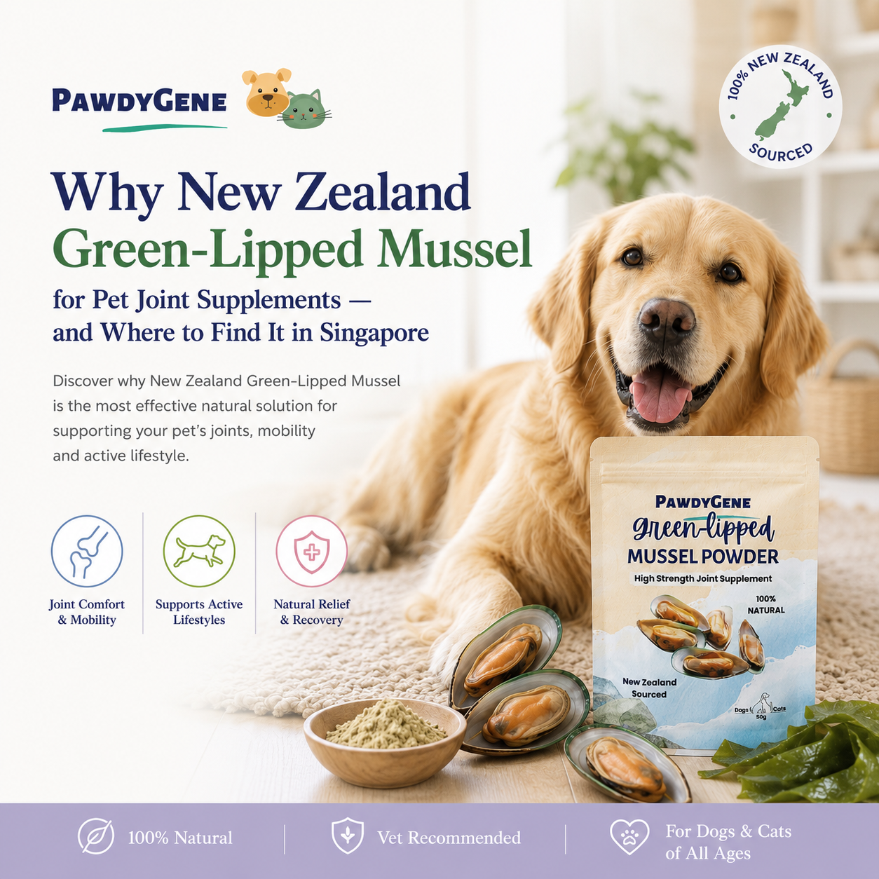 Why New Zealand Green-Lipped Mussel Is the Gold Standard for Pet Joint Supplements — and Where to Find It in Singapore