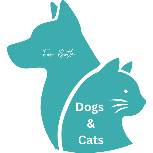 Graphic illustration of a dog and a cat in a combined design, with text that says 'For Both Dogs & Cats'