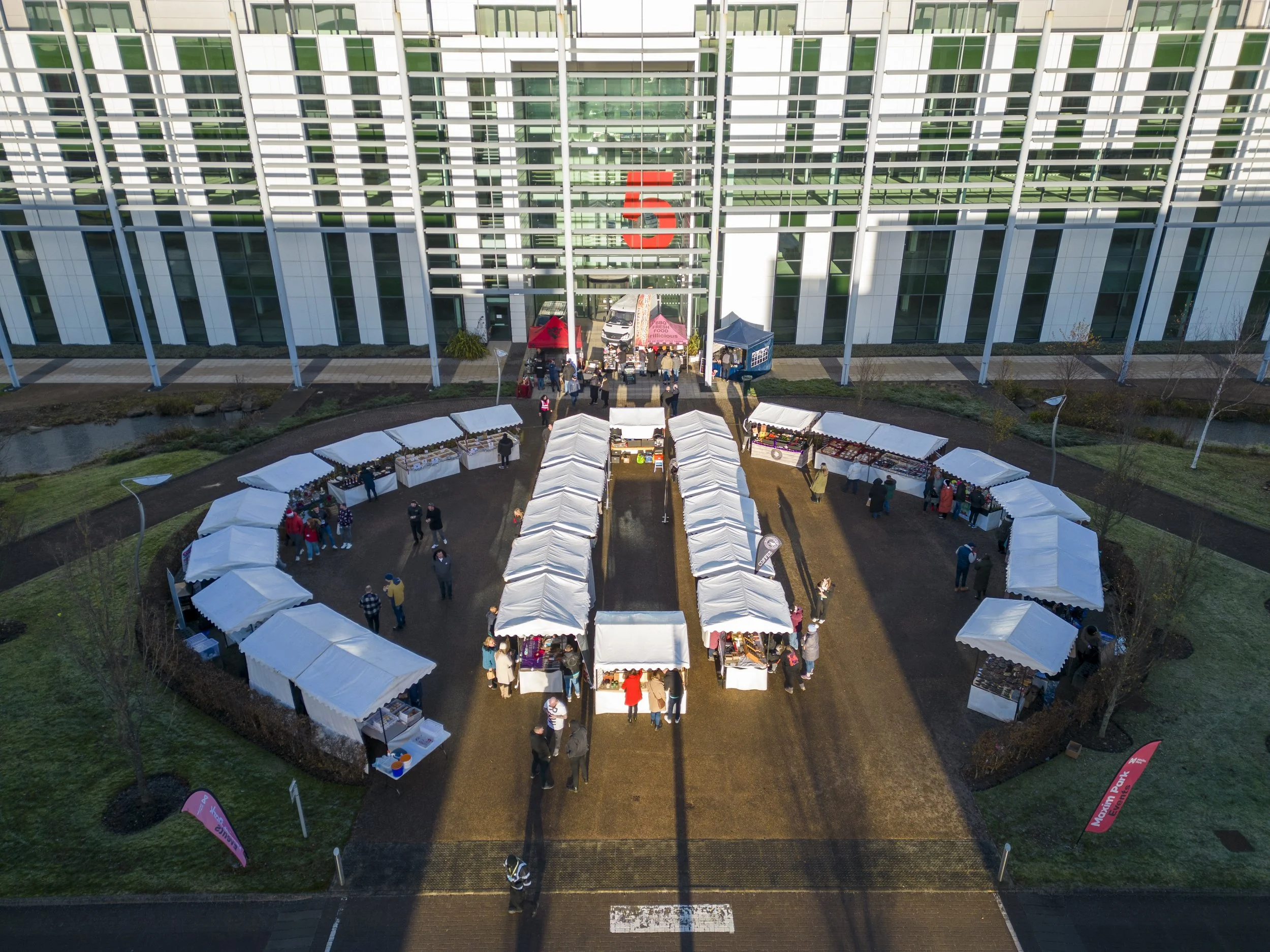 Market stalls at Maxim Park
