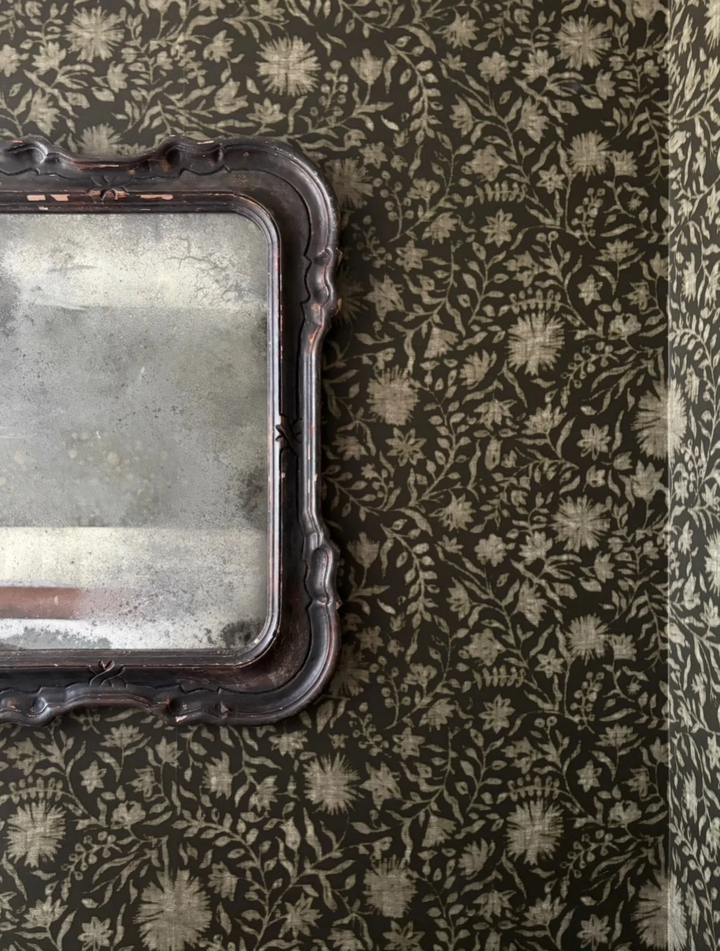 One of the most beautiful antique pieces we have sourced. All the way from Italy, this 1960&rsquo;s mirror had the perfect patina, aged wood and decorative detail to be the hero of this room.