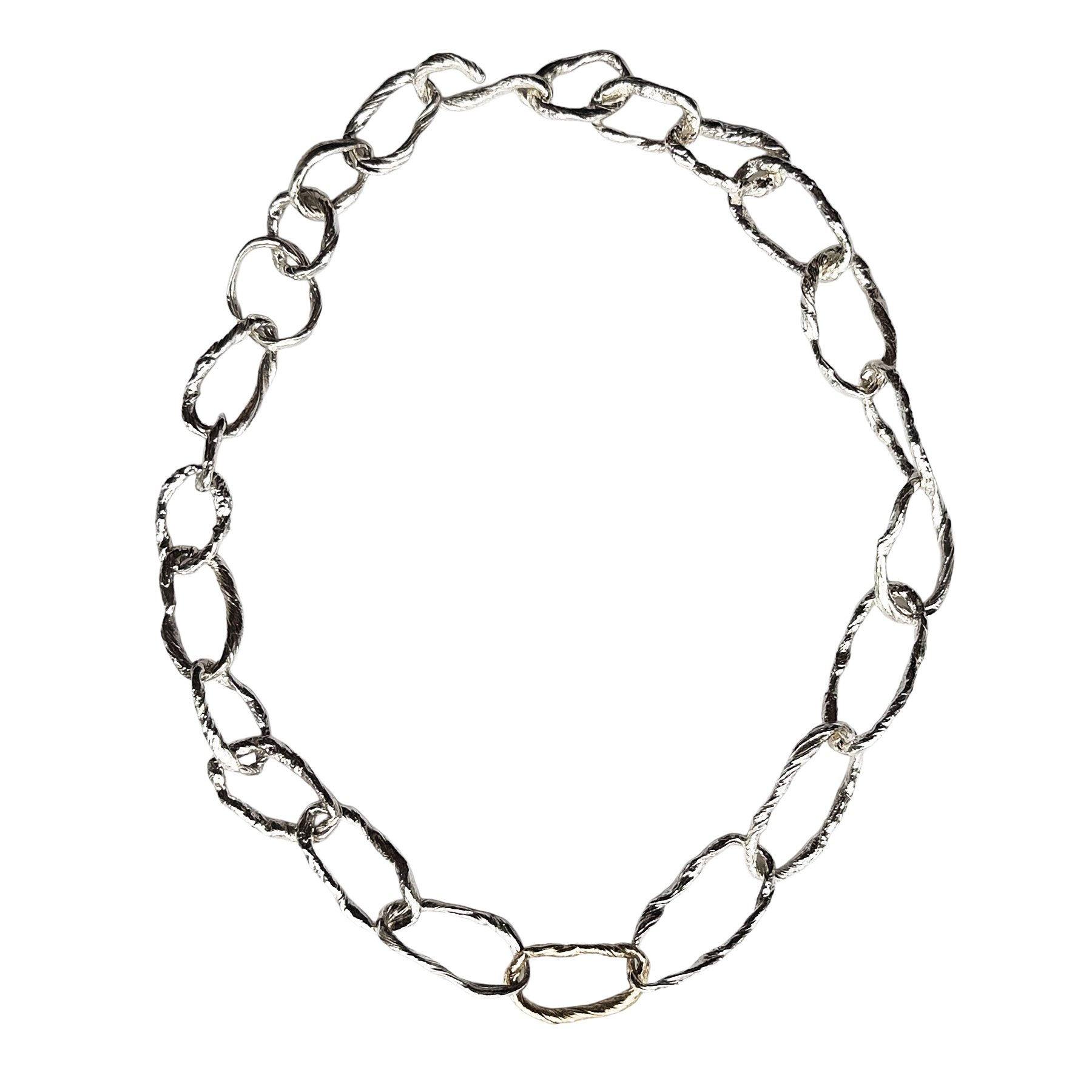 Mitsuro Hikime Textured  and Twisted Sterling Silver and 9ct Gold link necklace.