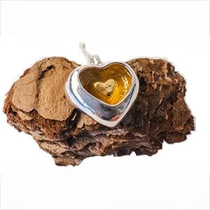 heart within a heart salve pendant with gold plating in  the interior of the heart on a silver chain
