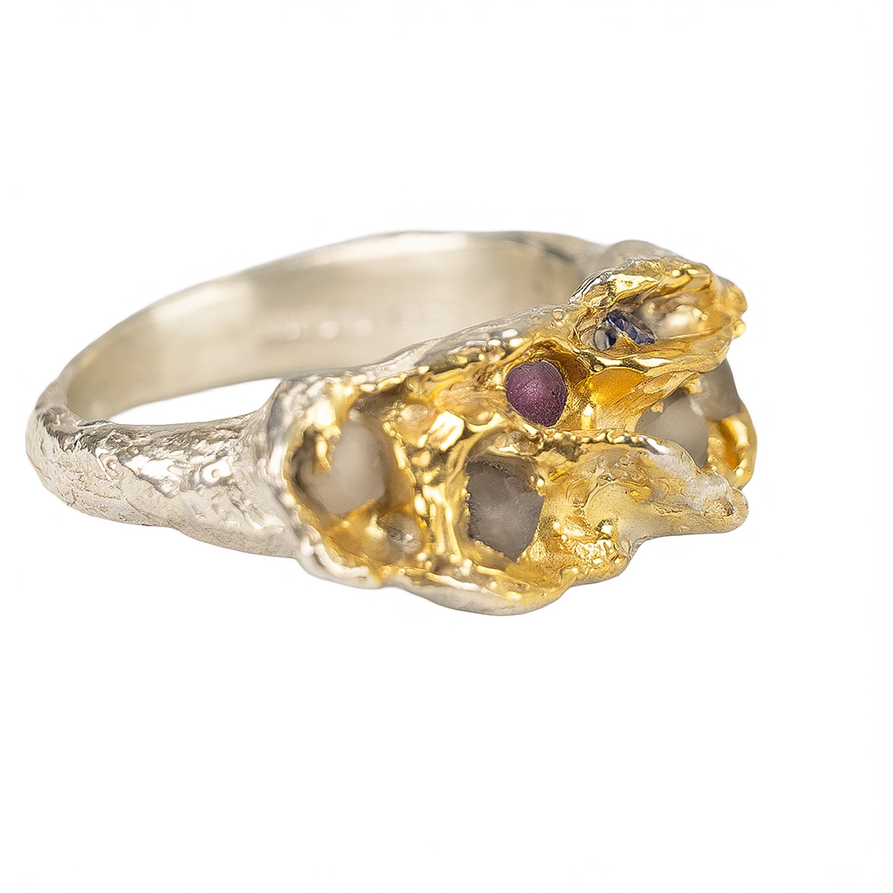 Deep textured Beneath the Surface multiple raw and faceted sapphire ring .1.jpg
