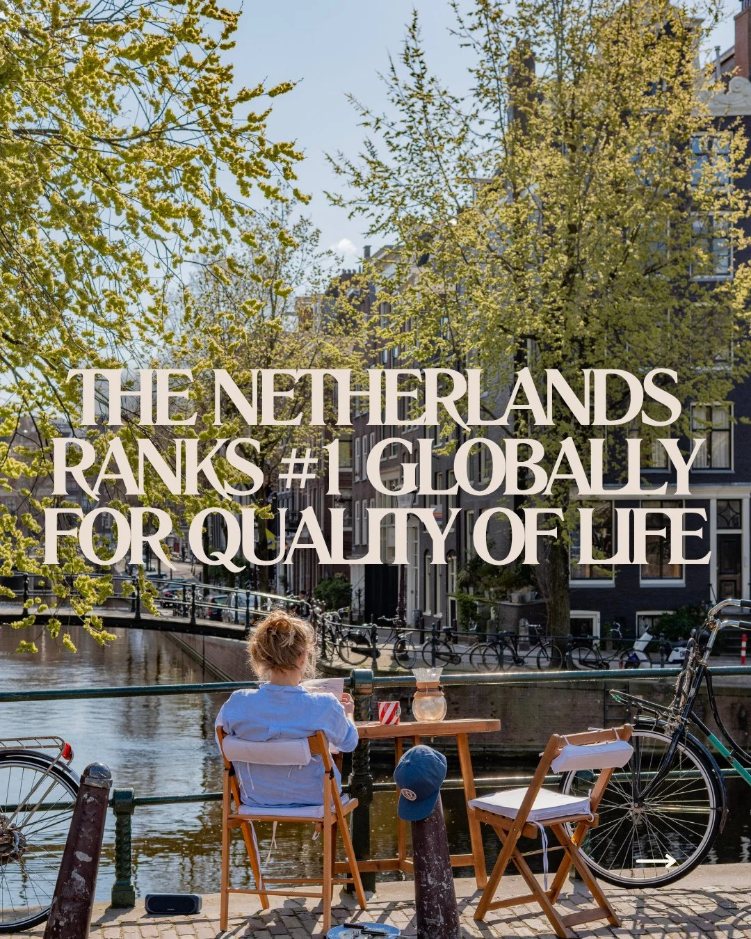 t&rsquo;s one thing to hear that the Netherlands is a great place to live, but it&rsquo;s another to see it ranked #1 in the world for quality of life.⁠
⁠
According to the Numbeo Quality of Life Index, the Netherlands comes out on top based on real, 