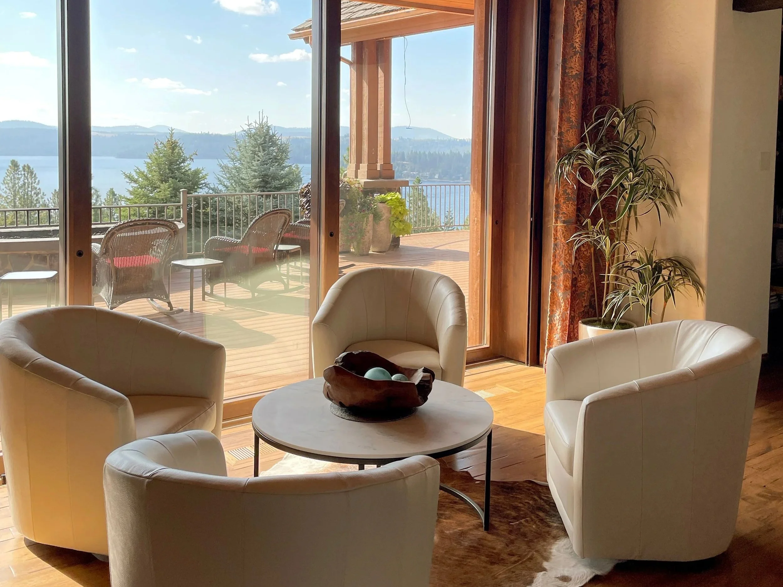 Modern lakeside home interior redesign with contemporary furniture