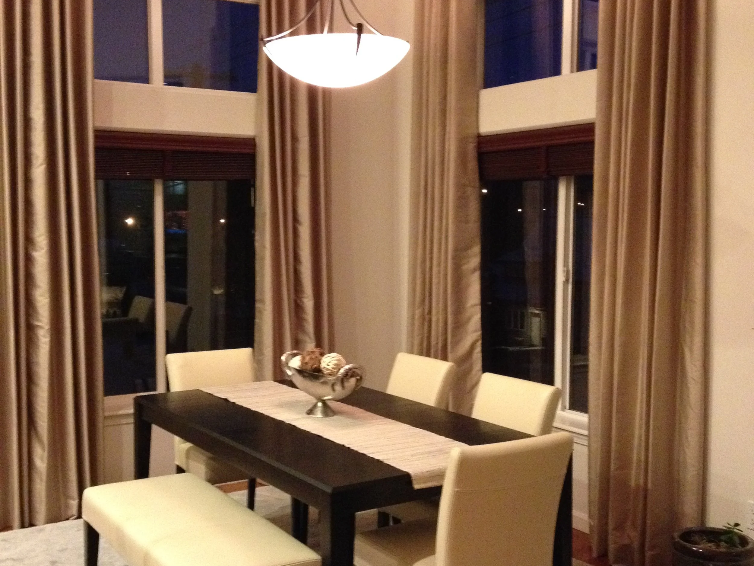 Modern downtown condo interior styling with urban city views