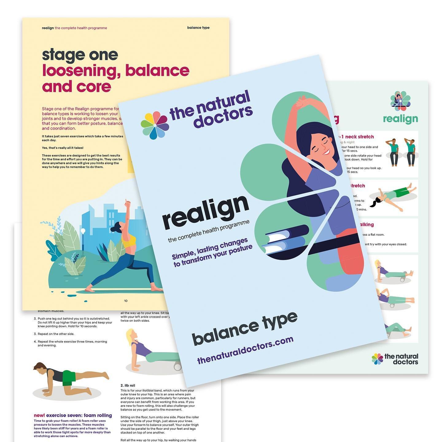 @thenaturaldoctors Realign Programme - series of programmes designed to help improve posture based on your body type. Design and illustration

#thenaturaldoctors #chiropractor #healthybody #freelancegraphicdesigner #illustration