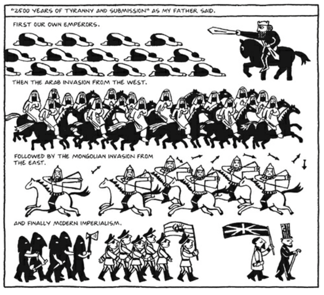 History of Persepolis according to Marji's imagination.