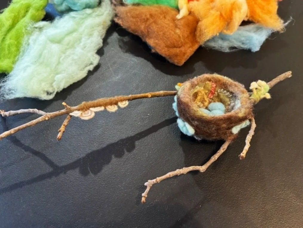 student work felted nest mushrooms lil fish studios workshop