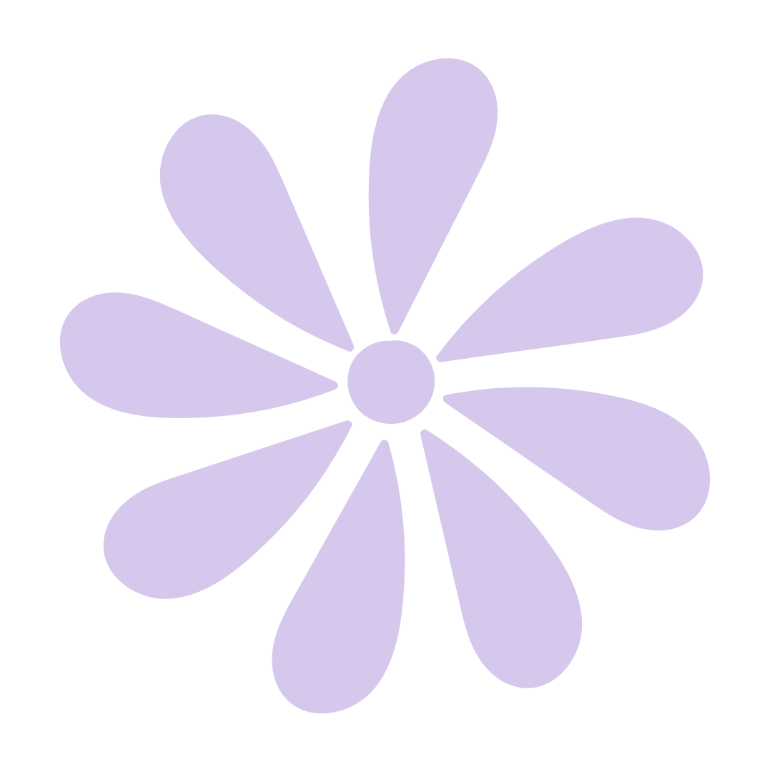 A graphic of a light purple flower shape