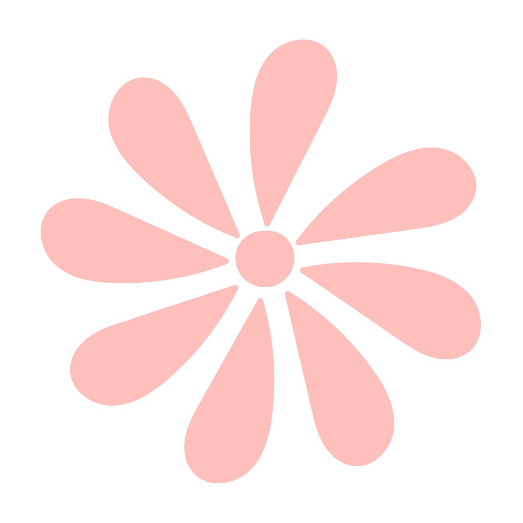 A graphic of a light salmon flower shape