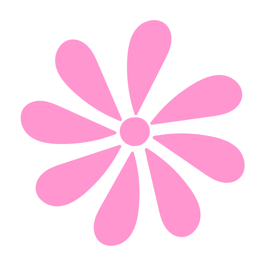 A graphic of a pink flower shape