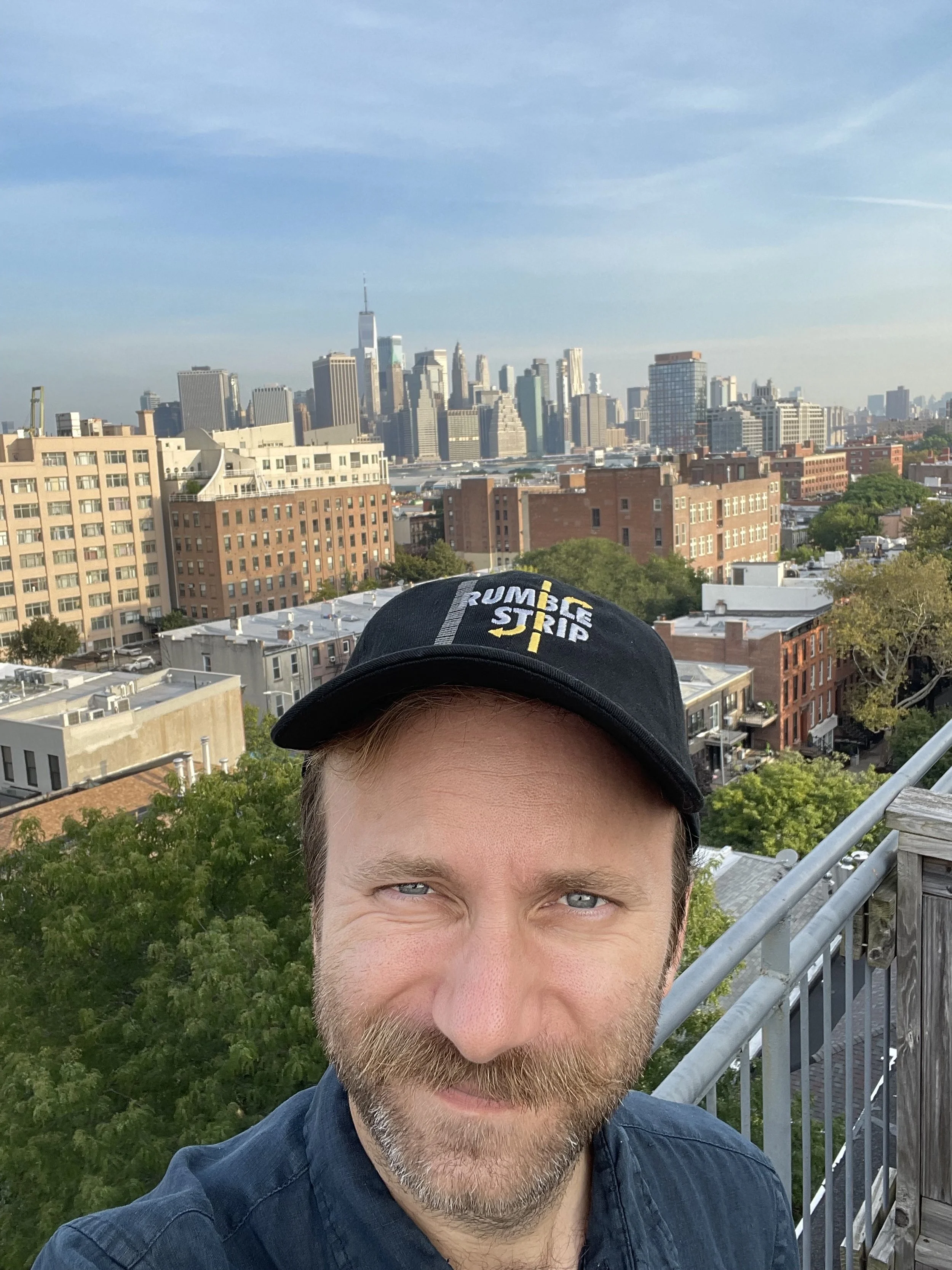 Man wearing Rumble Strip hat