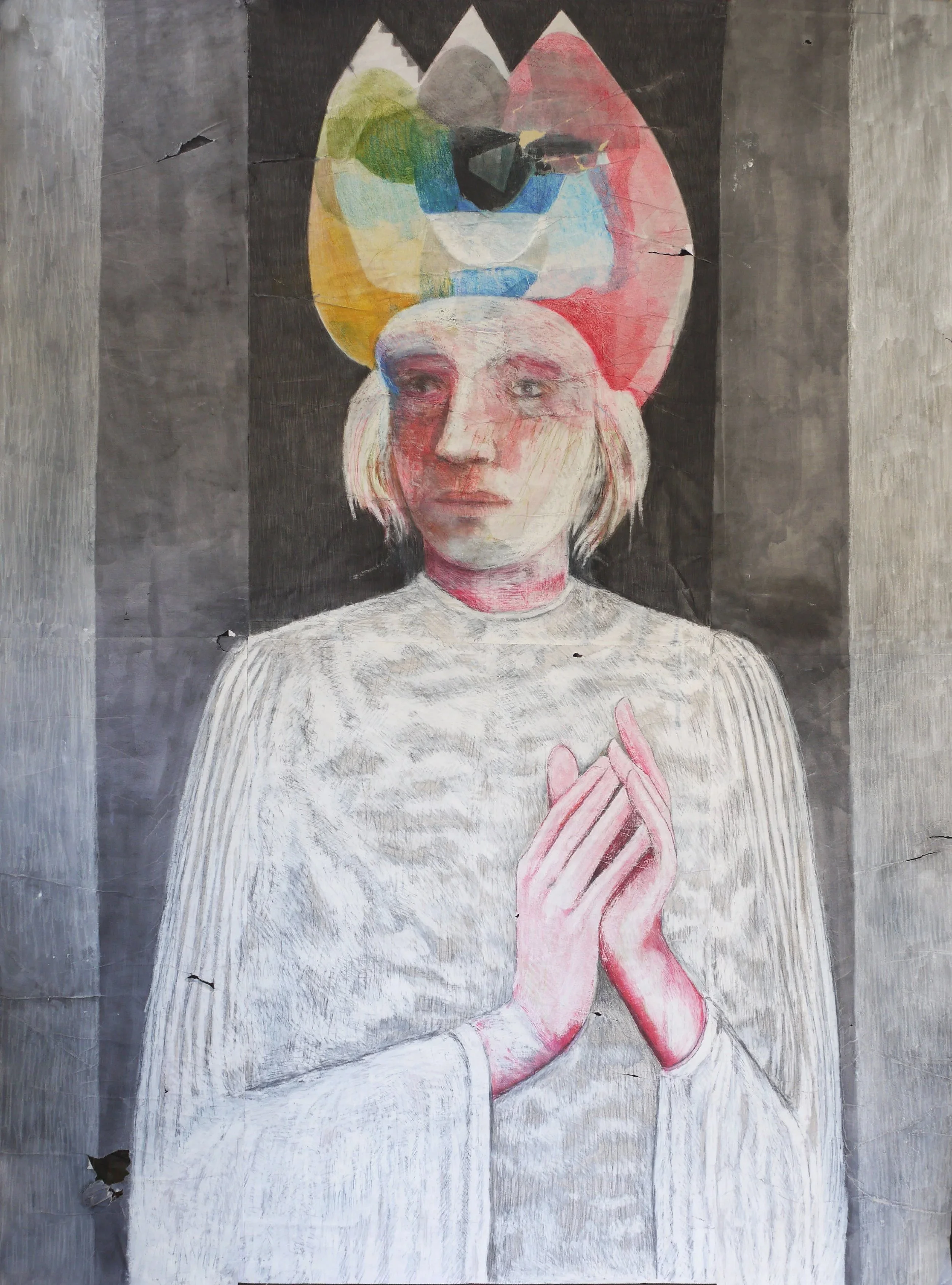 Passionate Star Man 6. 2026 (w:1.13 x h:1.50). Water colour, oil pastel, crayon and pencil on paper.
