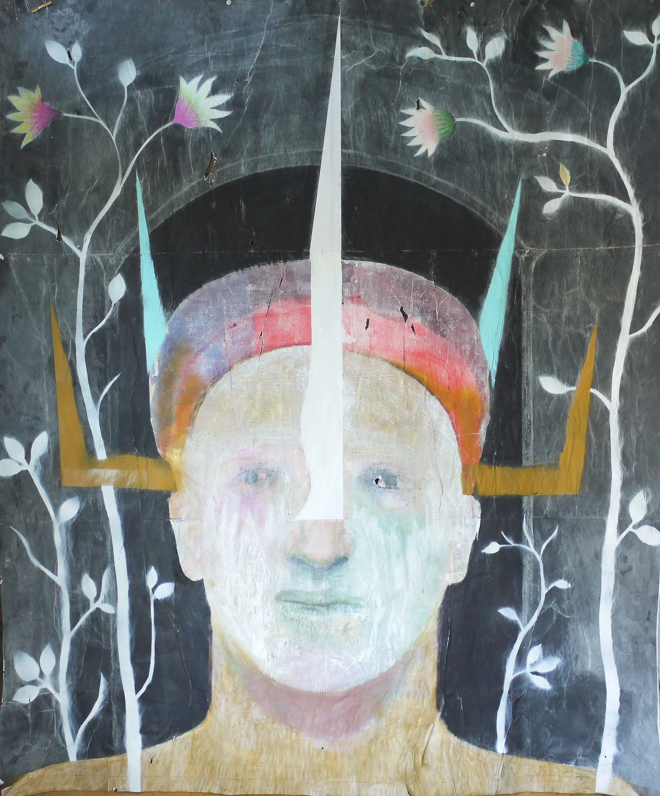 Passionate Star Man 7. 2026 (w:1.50 x h:1.77). Water colour, oil pastel, crayon and pencil on paper.