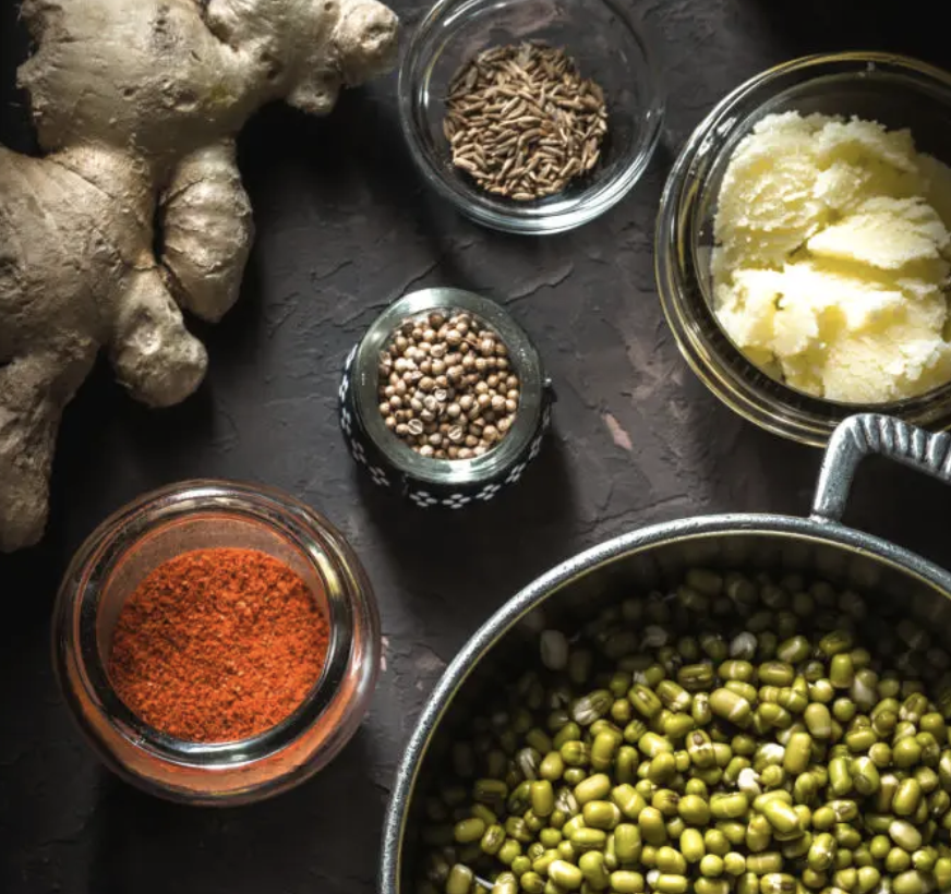 Mung beans with ginger and spices