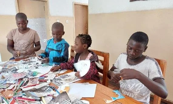 Children doing craft work