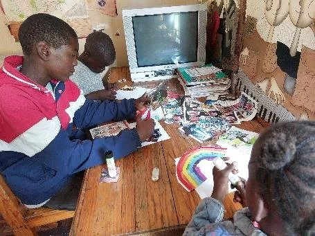 Children at computer table