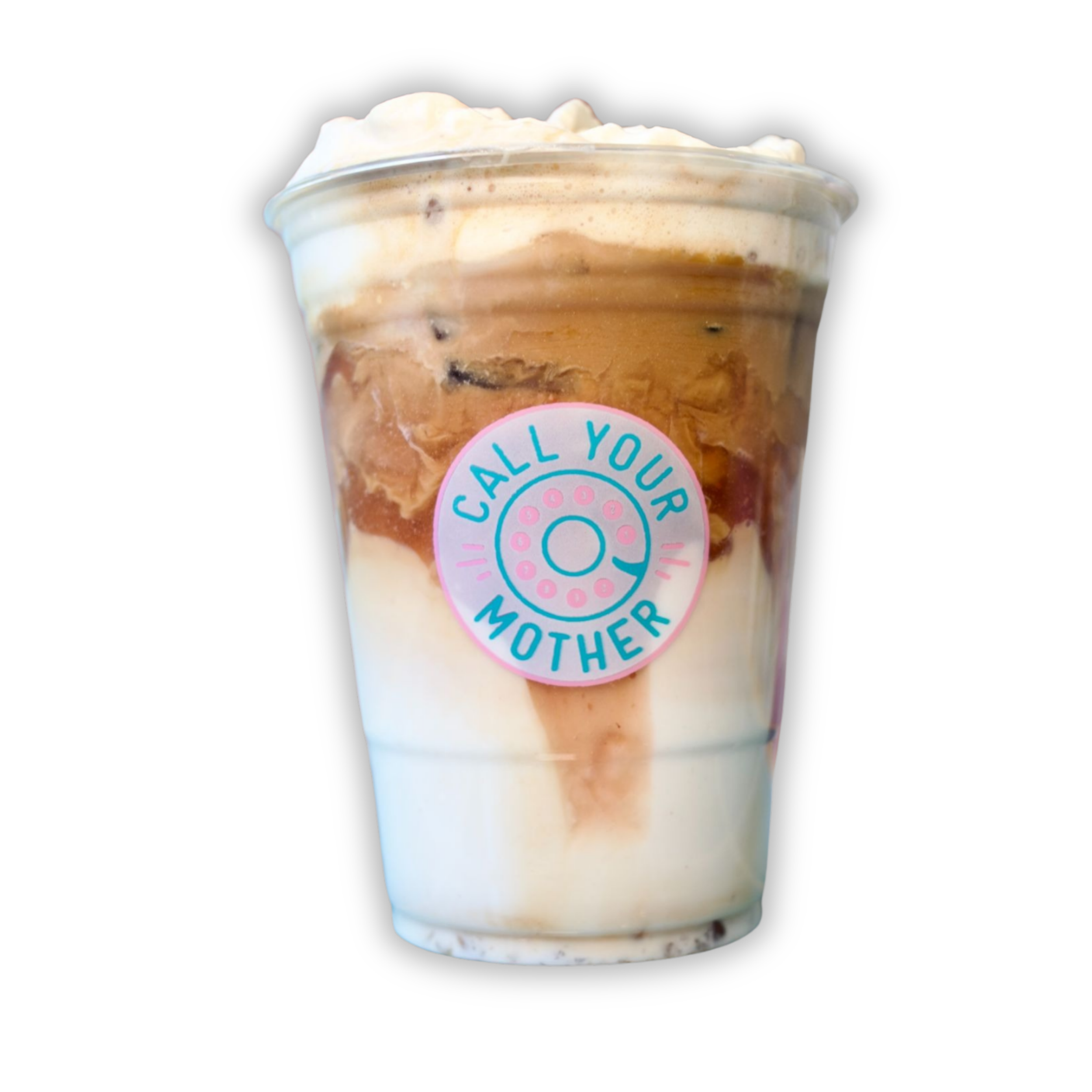 PB+J Iced Latte: Strawberry jam, strawberry syrup, and PB syrup. Topped with PB cold foam.