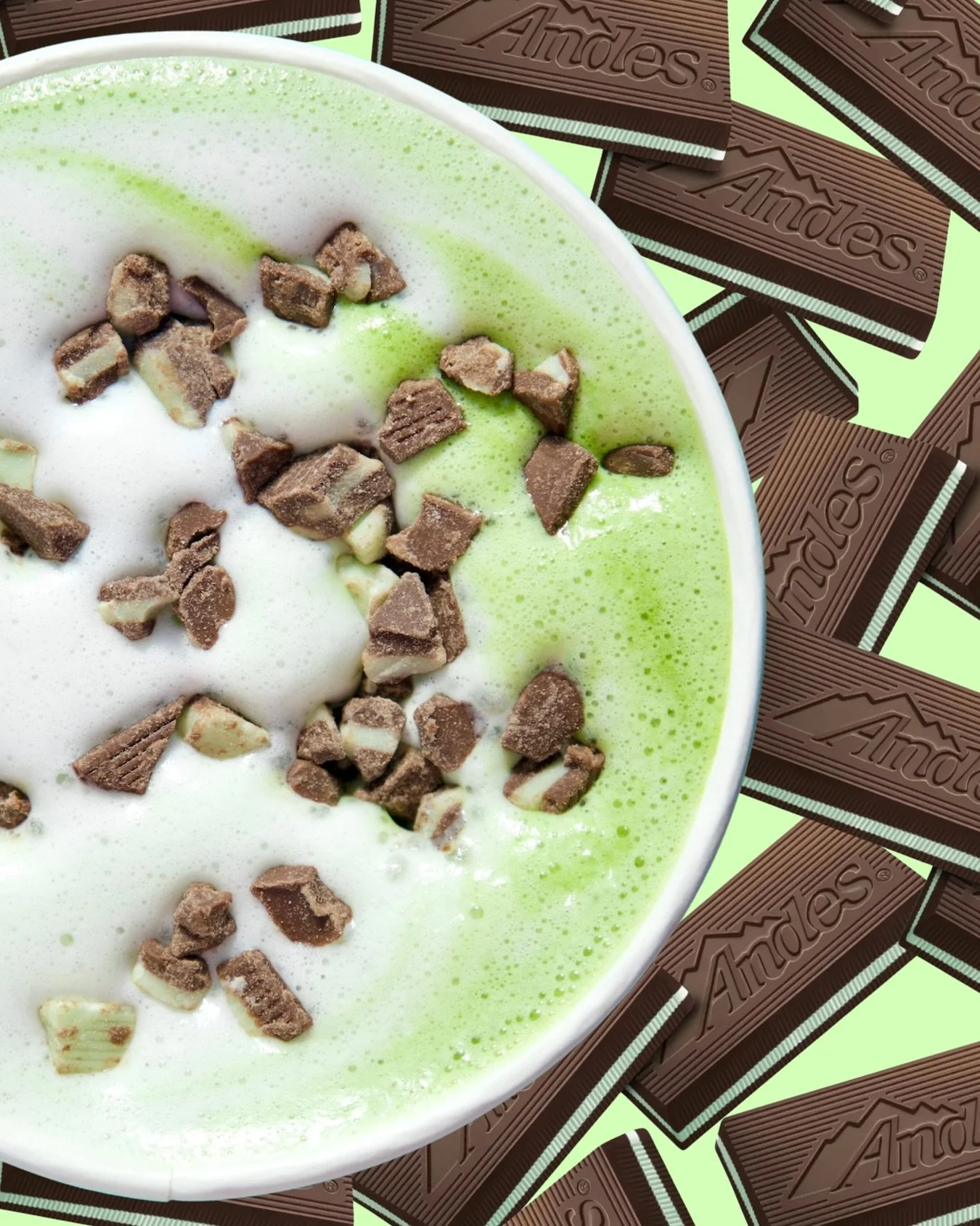 Andy&rsquo;s Mint White Mocha Matcha Latte. Send us a video of you saying that 5 times very fast and we&rsquo;ll give you 5 free Andy&rsquo;s Mint White Mocha Matcha Lattes. Creamy matcha, frosty peppermint. You know the #vibrations 🍵🍃🍫☕️🏒🍦❄️🥶?
