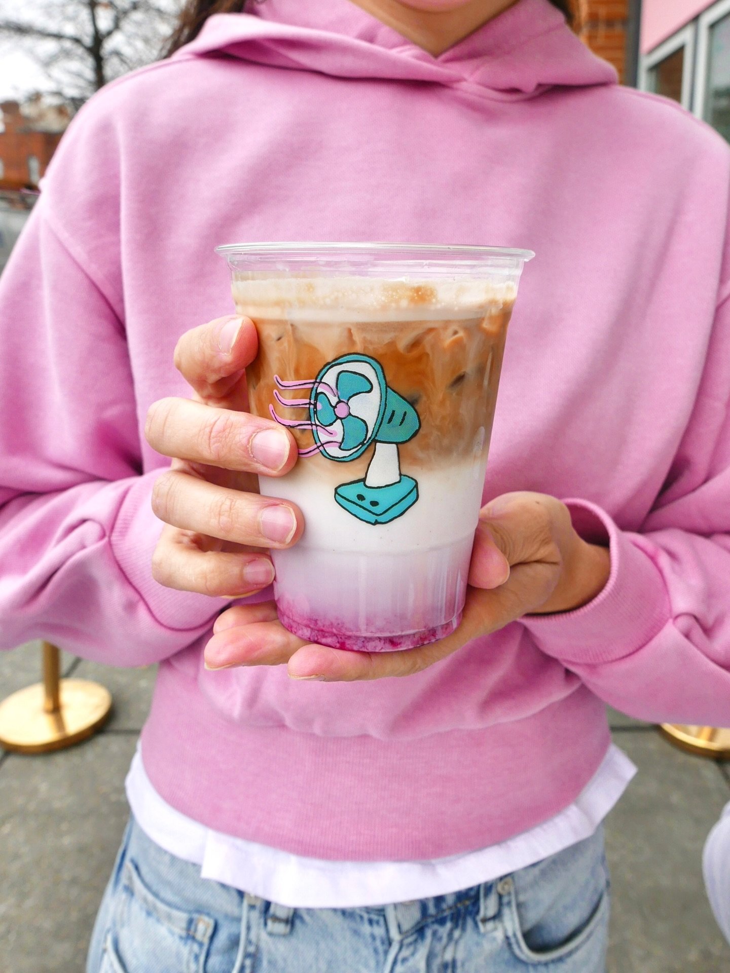 Happy #sundayfunday to those who celebrate 🪩. Deliver a roundhouse kick to the jaw of #daylightsavingstime with an #oatmilk 🍒VERY CHERRY🍒 ICED LATTE (or get it with very cherry #coldfoam if you dig dairy 🐮)