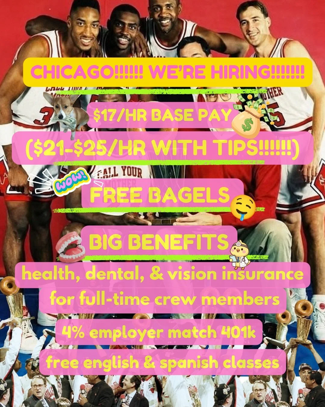 #wickerparkbucktown buddies - WE&rsquo;RE HIRING! Build a ca(rb)reer and smash as many carbs as your heart desires along di way 😎. Front &amp; back of house positions available! Link in bio to apply! BIG LOVE 🫶🫶🫶 #chicagorestaurants #chicagolandj