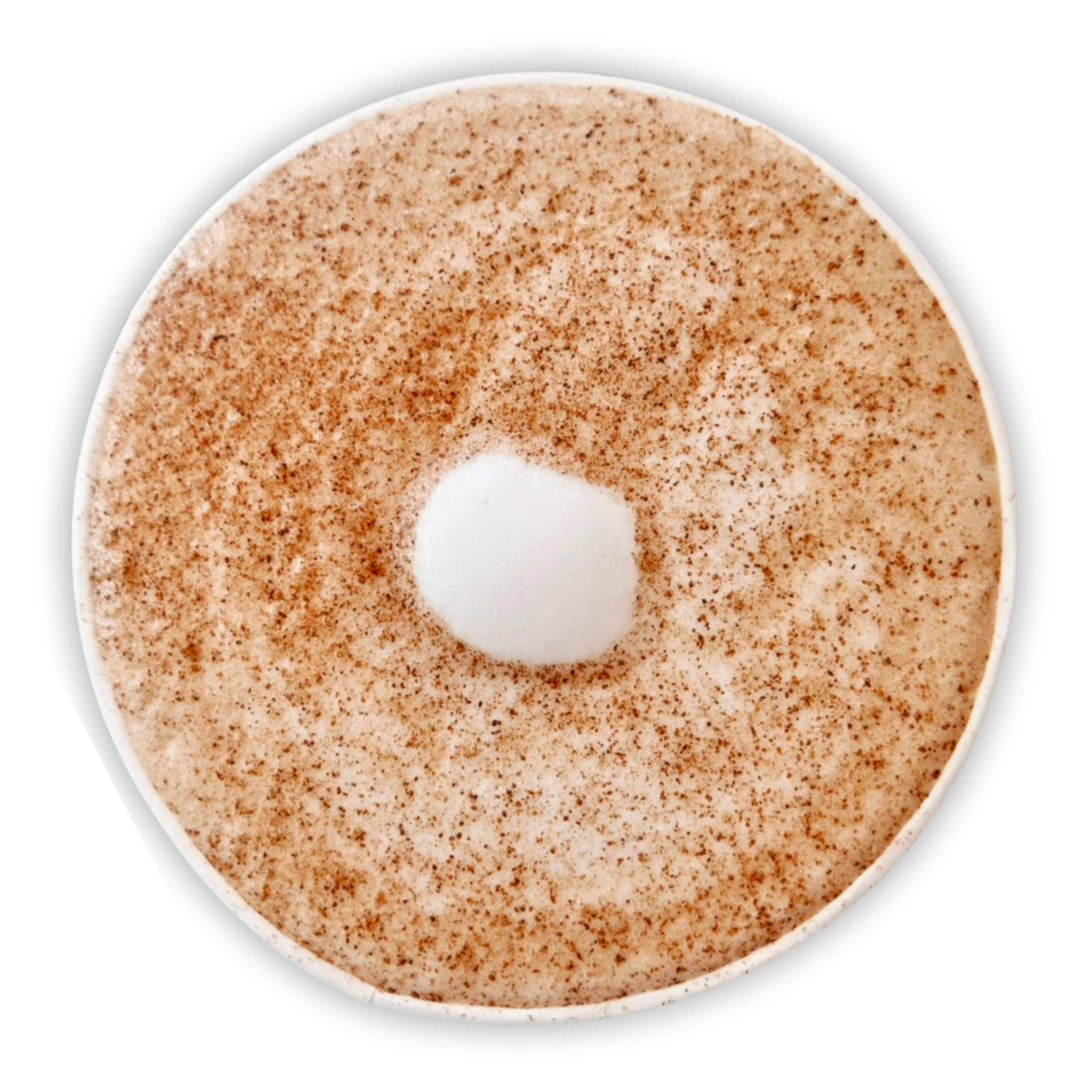 Churro Latte: Dulce de leche, cinnamon, espresso, milk. Topped with marshmallow cold foam (iced drinks only) and cinnamon sugar. Served hot or iced.