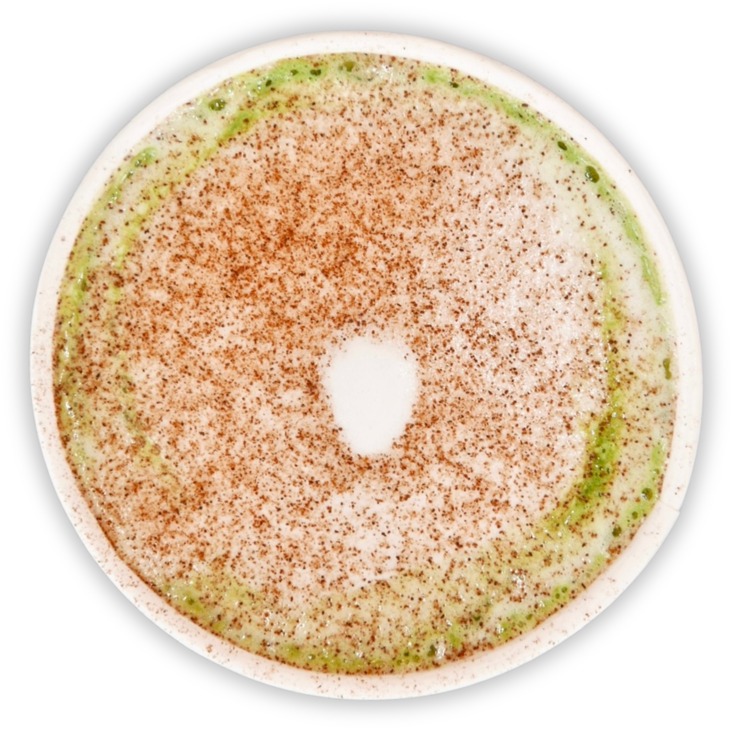 Banana Bread Matcha: Matcha, banana puree, topped with a cinnamon sugar sprinkle. Served hot or iced.