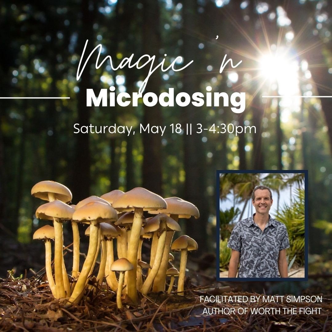 This weekend, come experience the magic of microdosing with author and wellness coach, Matt Simpson. ⁠
⁠
Dive into the well-known Wim Hof breathing practice and explore some intentional integration practices. ⁠
⁠
Register in advance $50 || Day of $75