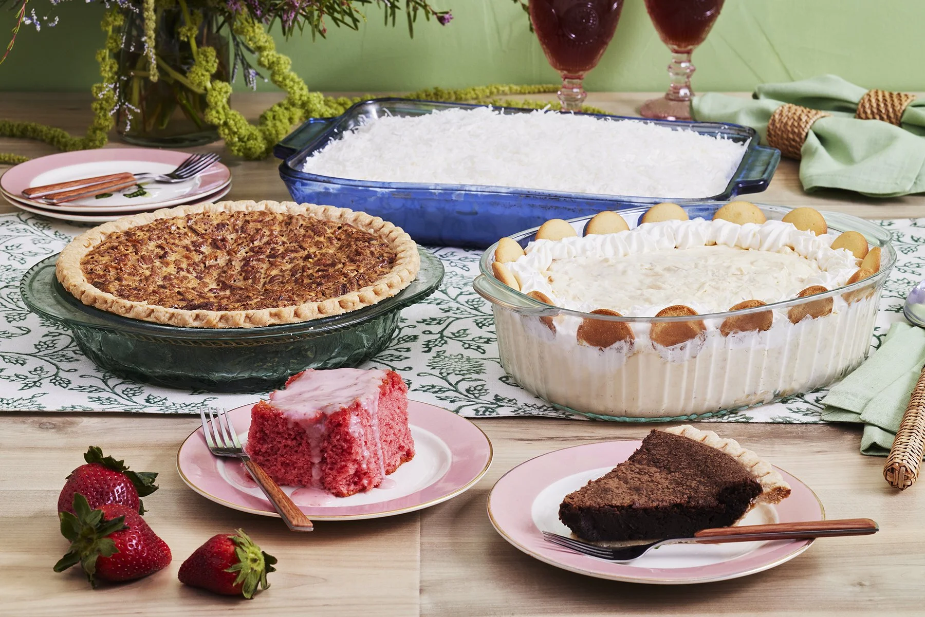 Easter feast dessert arranged on table