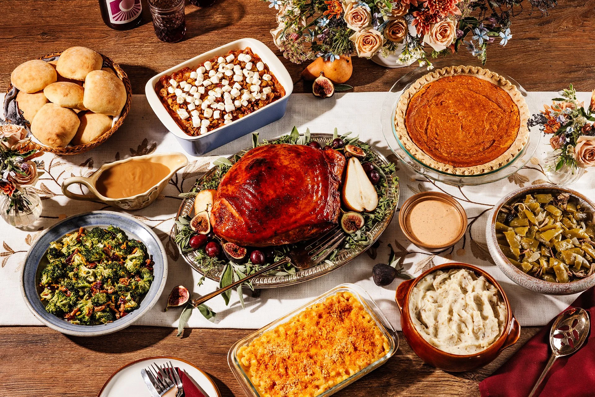 Martin's new holiday package with whole turkey breast, sweet potato casserole, broccoli salad, mashed potatoes, green beans, mac & cheese, and sweet potato pie.