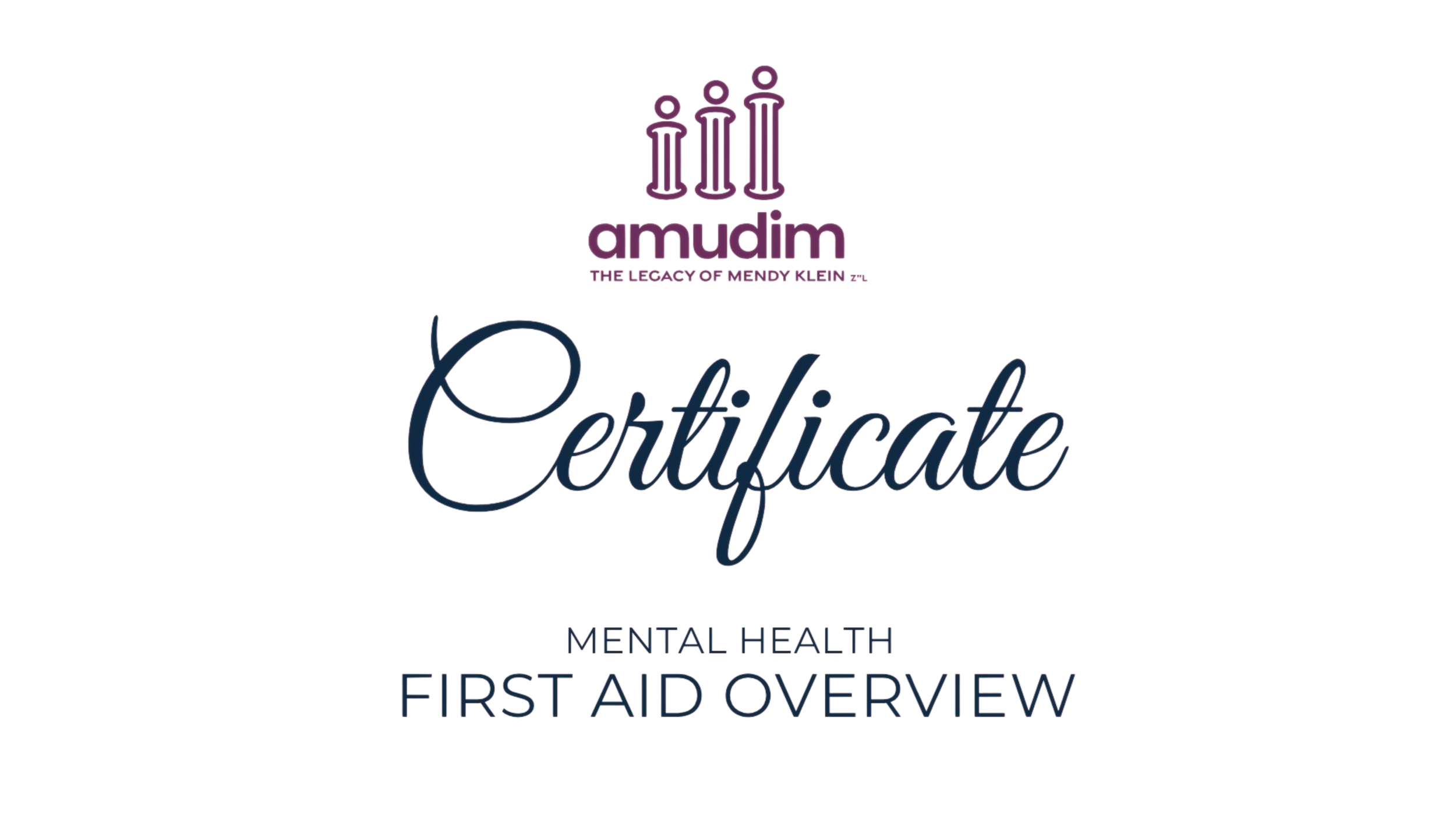 Amudim Mental health Certificate