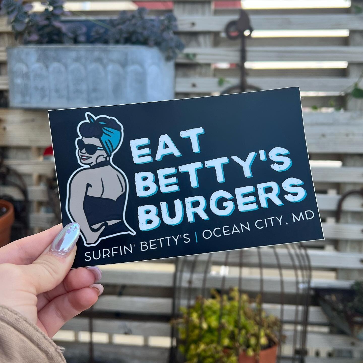 Stickers are in, keep an eye for them around town 💙

Make sure you&rsquo;re following us to stay updated on our grand opening date in just a few weeks!

#surfinbettys #eatbettysburgers #grandopening #ocmd #oceancitymaryland